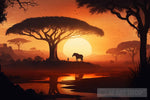 Savannah Sunset Nature Ai Art