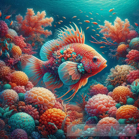 Scarlet Swimmer: A Serene Underwater Symphony Animal Ai Art