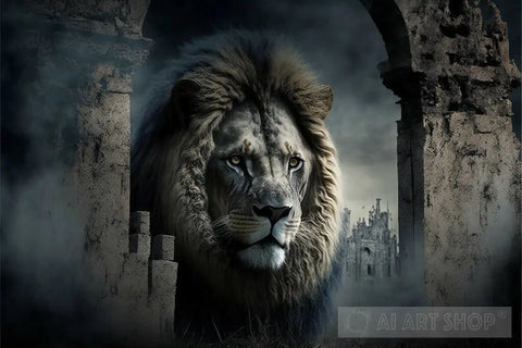 Scarry Animal Mystery Background Lion Ai Artwork