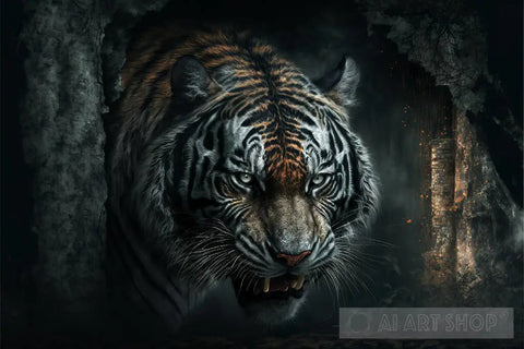 Scarry Animal Mystery Background Tiger 2 Ai Artwork