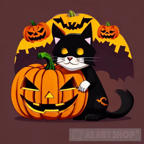 Scary Cat For Halloween Ai Artwork