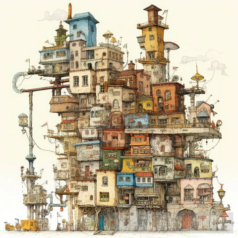 Sci-Fi Mongolian Village Architecture Ai Art