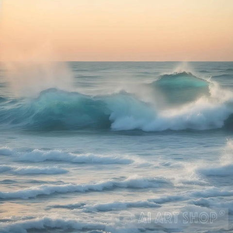 Sea Waves On The Beautiful Morning Nature Ai Art