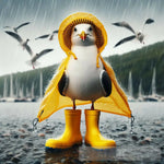 Seagull In Yellow Rainboots And Raincoat Ai Artwork