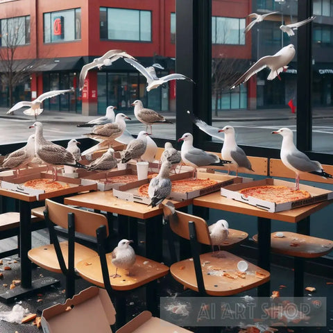 Seagull Pizza Party Ai Artwork