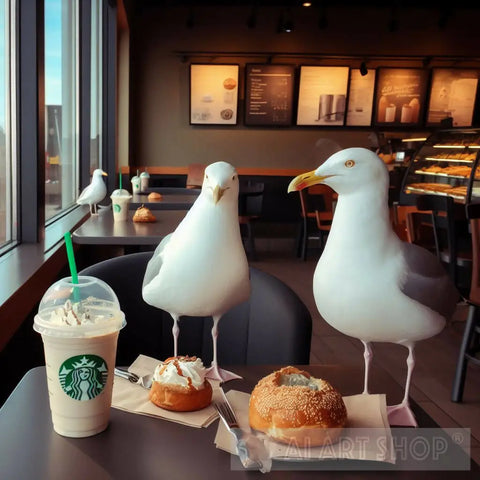 Seagull Starbucks Date Ai Artwork