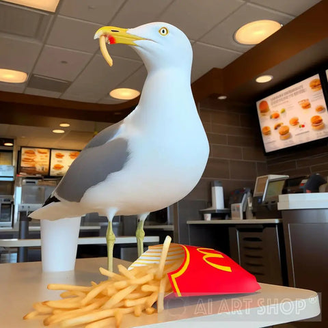 Seagulls And Fries Ai Artwork