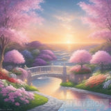 ’Seaside Serenity: A Symphony Of Roses Pine Forests And Sunset Majesty’ Landscape Ai Art