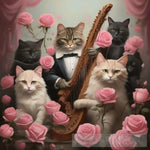 Secretive Mafia Of Feline Musicians. Animal Ai Art