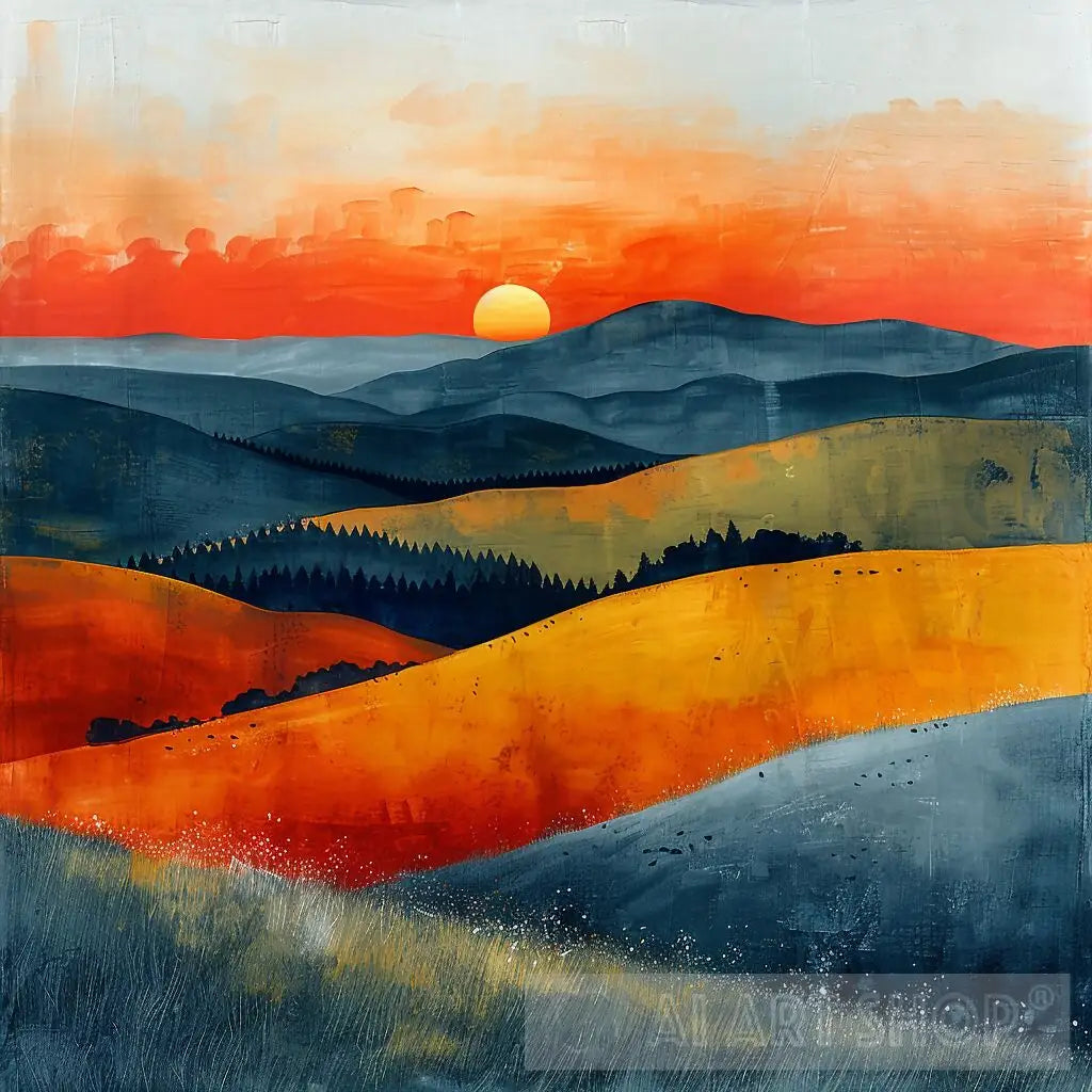 Serene Countryside - Abstract Minimalism