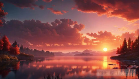 Serene Sunset Ai Artwork