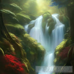 Serene Waterfall Ai Artwork