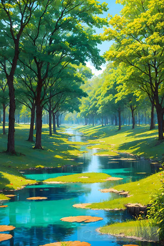 Serenity In Green Nature Ai Art