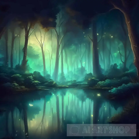 Serenitys Enchantment: A Captivating Forest Landscape Nature Ai Art