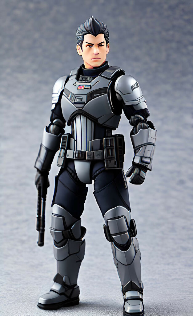 Action figure with gray outfit