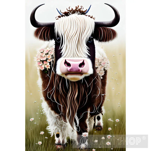 Shabby Chic Highland Cow Animal Ai Art