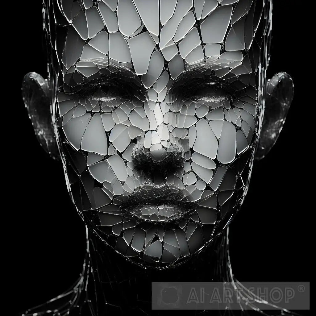 Shattered Face Wall Art - Abstract Portrait Painting with Emotional...