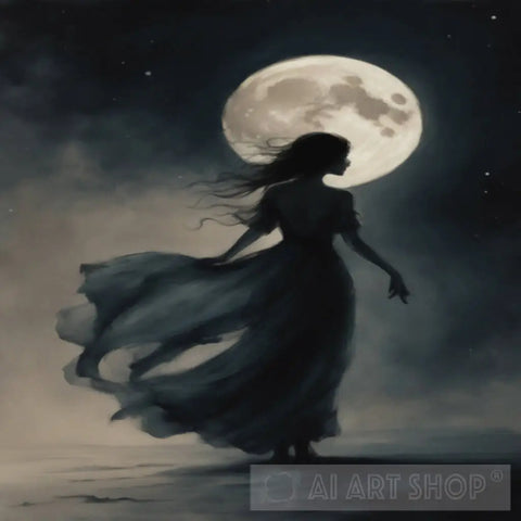 She Breathes Into The Moon Ai Artwork