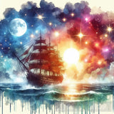 Ship Ocean Waves Raining Shooting Stars Ai Artwork