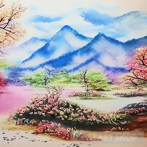 Shrubs Valley Landscape Ai Art