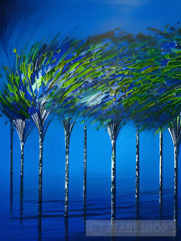 Sideral Palm Trees By Night Ai Painting