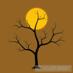 Silhouette Of A Tree Against Full Moon Ai Painting