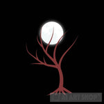 Silhouette Of A Tree Against The Full Moon Ai Painting