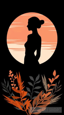 Silhouette Of A Woman At Sunset Ai Artwork