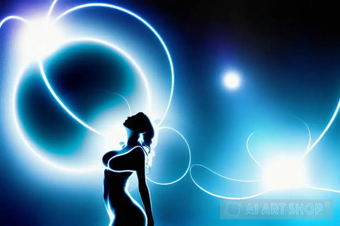 Silhouette Of A Woman With Electric Lines Ai Artwork