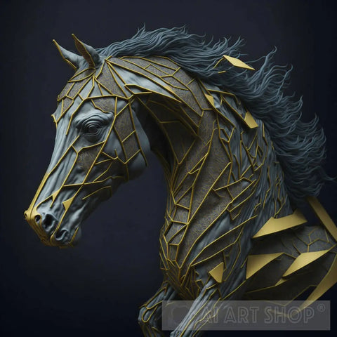 Silver Gray Horse Ai Artwork