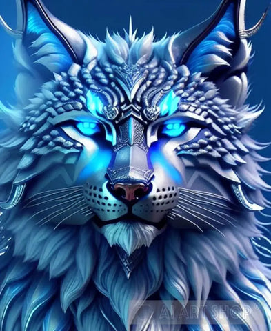 Silver Lynx Portrait Ai Art