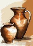 Sketch Of A Brown Piece Pottery. Sketch. White Ai Artwork