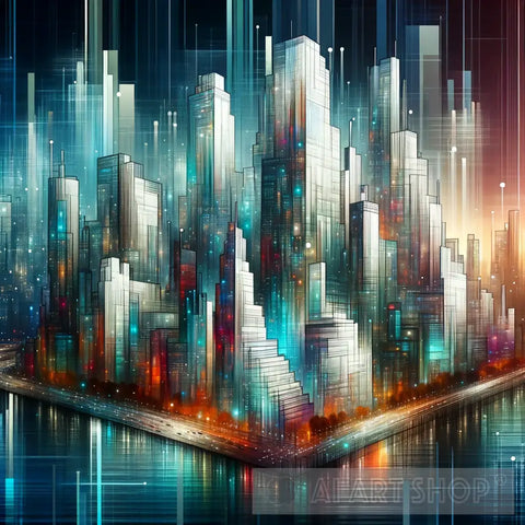 Skyline Synergy Contemporary Ai Art