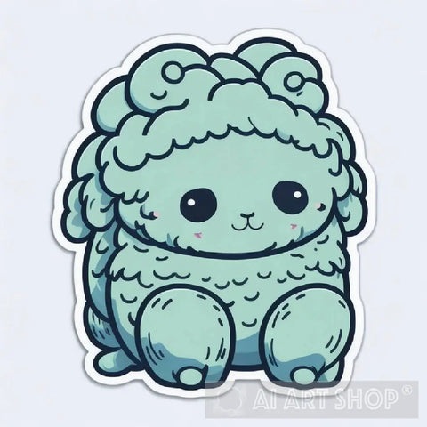 Sleepy Sheep: Adorable Chibi Cartoon Sticker Modern Ai Art