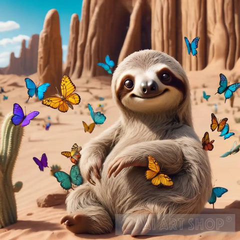 Sloth Cutie Ai Artwork