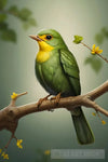 Small Green Bird Wall Artwa Animal Ai Art