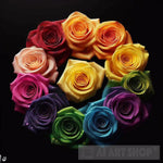 Small Rainbow Rose Bouquet Ai Artwork