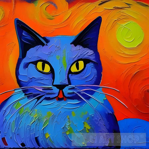 Smart Cat Expressionism Ai Art