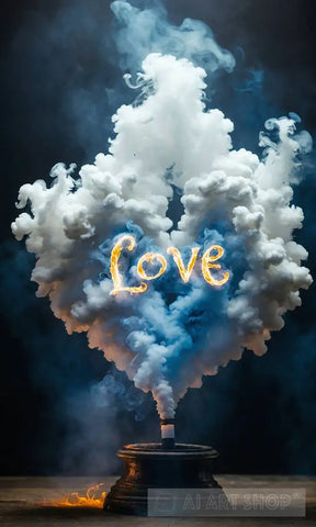 Smoke Rising To The Top Form A Heart And Word Love Ai Artwork