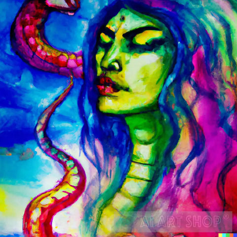 Snake Goddess Trance Abstract Ai Art