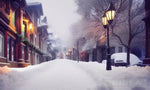 Snow Covered Small Town Street Landscape Ai Art