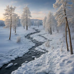 Snow Covered Trees In The Moonlight Ai Artwork