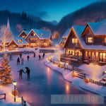 Snow-Covered Village At Dusk Ai Painting