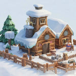 Snow Village Landscape Ai Art