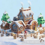 Snow Village Landscape Ai Art