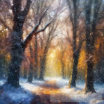 Snowfall In The Woods Landscape Ai Art