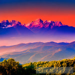 Snowy Mountain View At Sunset Landscape Ai Art