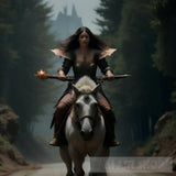 Sorceress Riding A Giant Beast Portrait Ai Art