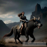 Sorceress Riding A Giant Beast Portrait Ai Art