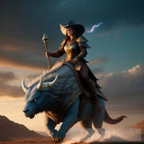 Sorceress Riding A Giant Beast Portrait Ai Art